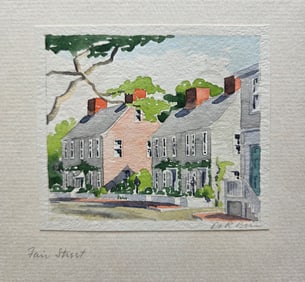 Doris and Richard Beer Watercolor on Paper "Fair Street"