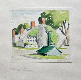 Doris and Richard Beer Watercolor on Paper "'Sconset Pump"