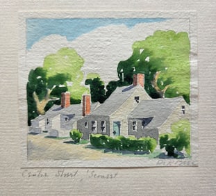 Doris and Richard Beer Watercolor on Paper "Center Street 'Sconset"