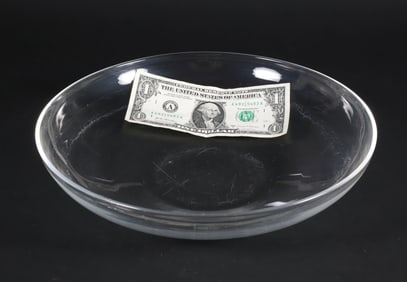 Signed Steuben Clear Crystal Shallow Fruit Bowl