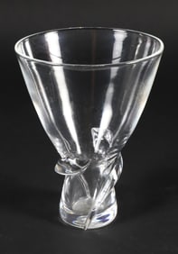 Signed Steuben Clear Crystal Vase with Spiral Base