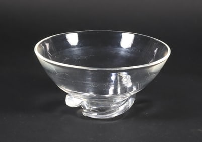 Signed Steuben Clear Crystal Bowl with Spiral Base