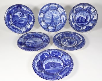 Set of Six Rowland & Marcellus Co. Staffordshire Blue and White Plates