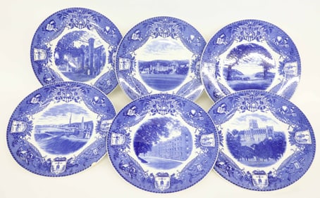 Set of Six Wedgwood Blue and White United States Military Academy Plates