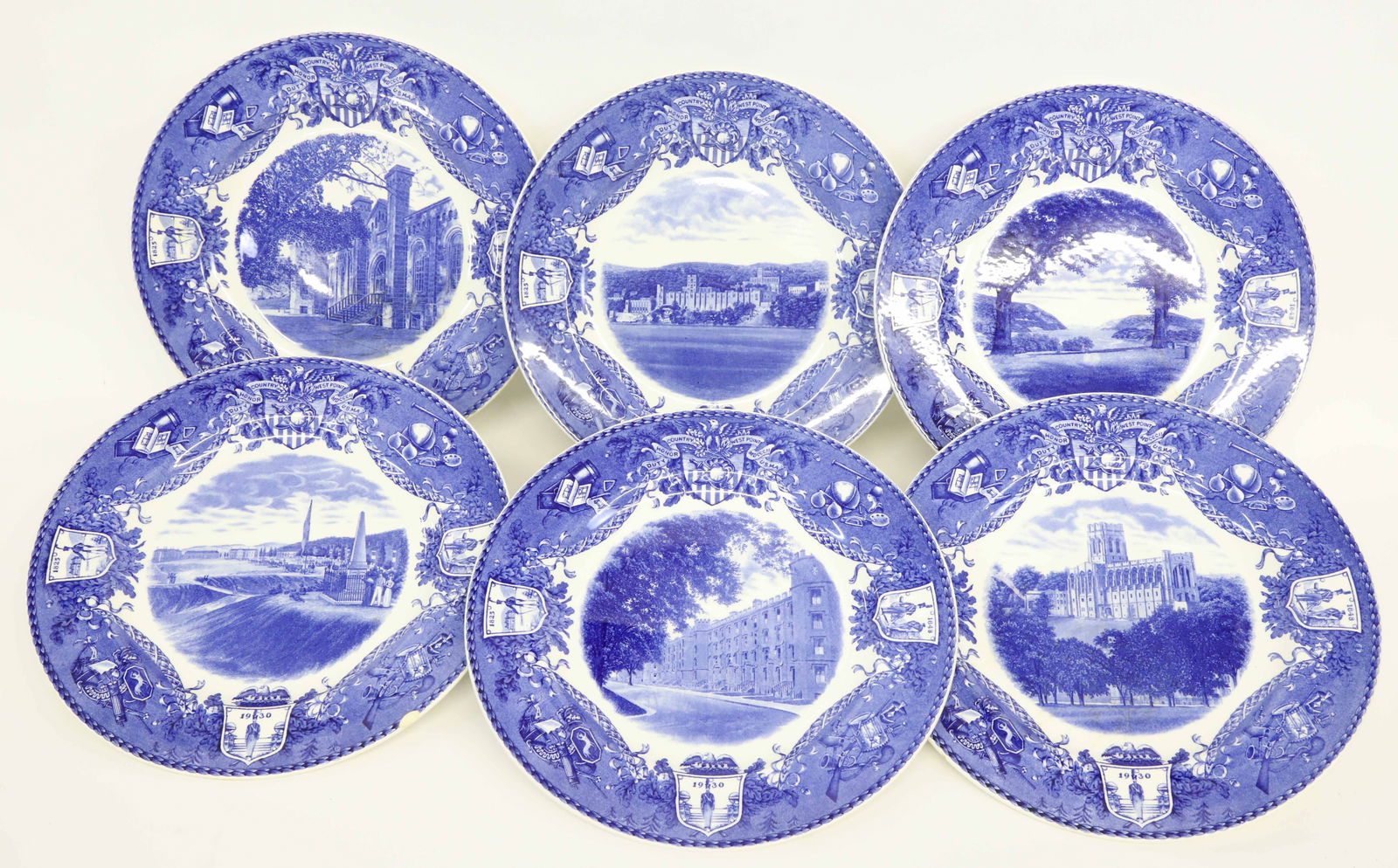 Set of Six Wedgwood Blue and White United States Military Academy Plates (1 of 8)