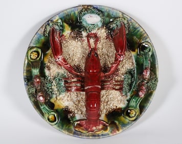 Antique Majolica Palissy Lobster Plate