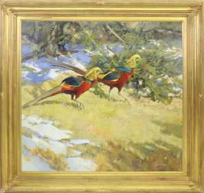 Stephen C. Elliott Oil on Board "Golden Pheasant"