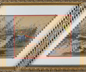 William Malherbe Charcoal View "Nantucket Harbor" 1940