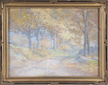 Mary Loring Warner Pastel on Paper "Tree Lined Path"