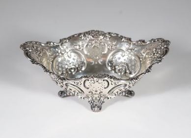 Tiffany & Co. Sterling Silver Repousse Pierced Footed Basket