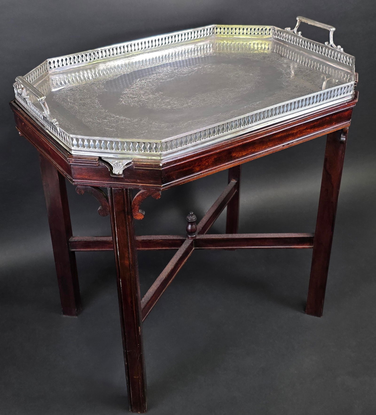 Walker and Hall Silverplate Serving Tray on Stand (1 of 7)