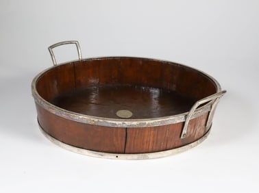 English Oak and Silver Plated Serving Tray, 19th Century