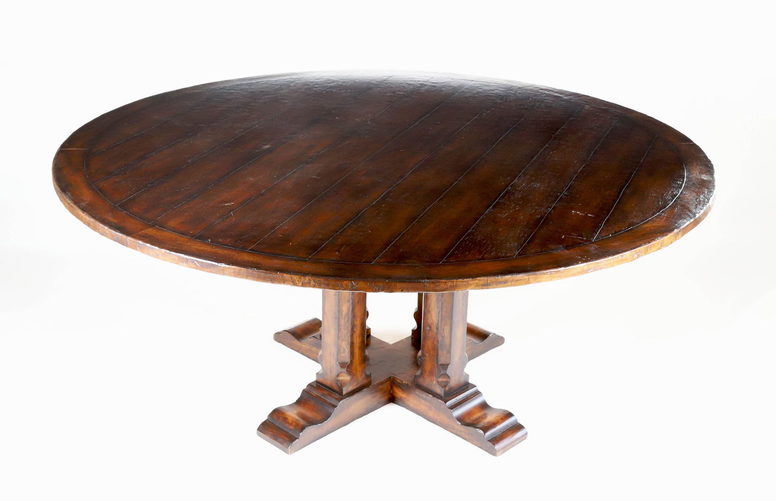 Contemporary Round Dining Table with Quad Pedestal Base (1 of 5)