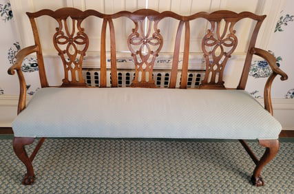 Chippendale Style Triple-Back Mahogany Settee, 19th Century