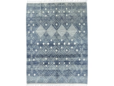 Blue Moroccan Berber Design Hand Woven Wool Oriental Carpet