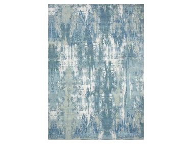 Shades of Blue Abstract Design Hand Knotted Pure Wool Oriental Carpet