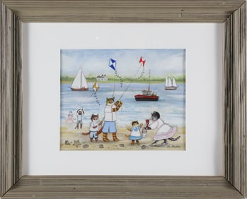 Jan L. Munro Mixed Media on Rag Paper "Nantucket Cats"