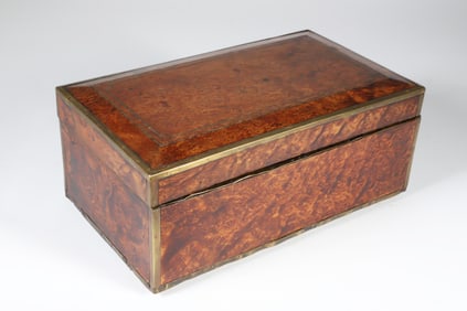 Burlwood and Brass Trimmed Lift Top Box