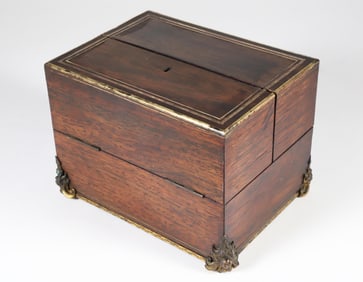 Mahogany and Brass Trimmed Storage Box with Mechanical Opening Lid