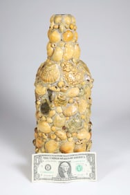Vintage Shell Encrusted Bottle with Fine Patina