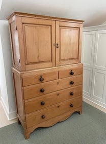 Antique English Pine Two-Part Cupboard