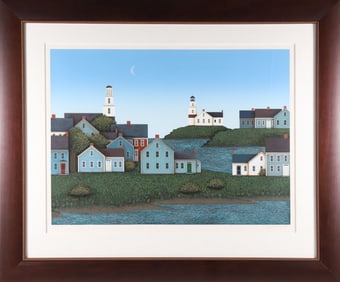 Ted Jeremenko Limited Edition Lithograph "Coastal Village"