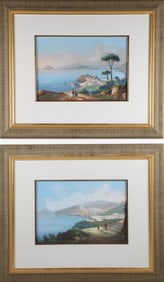 Pair of Emmanuel Meuris Neopolitan Gouache Tempera Paintings