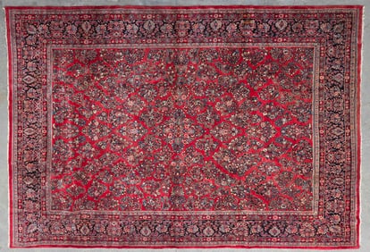 Semi Antique Persian Hand Knotted Wool Sarouk Oriental Carpet