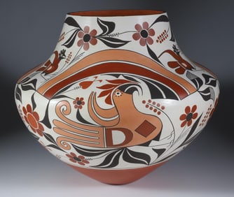 Joseph Cerno Five-Color Hand Painted Acoma Pot, circa 2005, New Mexico