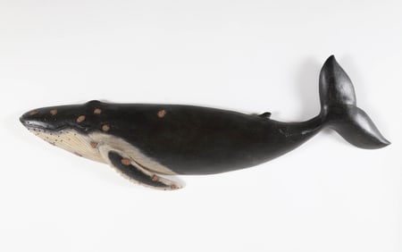 Brian Mitchell Carved and Painted Half Body Right Whale