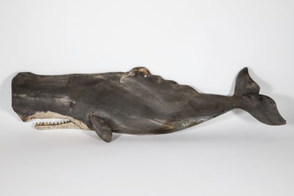 Signed Wick Ahrens Carved and Painted Wood Sperm Whale