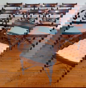 Set of Eight Late Georgian Mahogany Dining Chairs with Upholstered Slip Seats, 19th Century