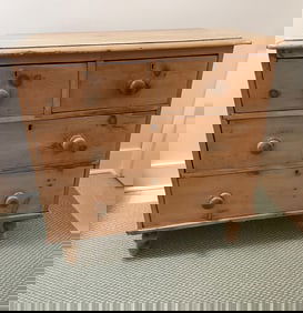 Vintage English Cottage Pine Two Over Two Drawer Chest