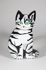 Maggie Meredith Hand Painted Silhouette of a Green Eyed Cat