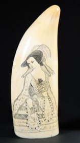 Antique Scrimshaw Whale's Tooth, 19th Century