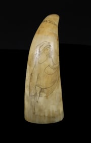 Scrimshaw Whale's Tooth "Dancing Lady", 19th Century