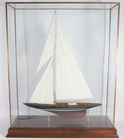 Cased Model of the 1930s America's Cup Yacht "Shamrock V"