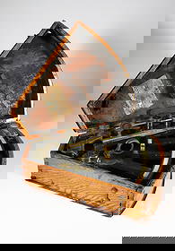 Marseille Boxed Sextant, 19th Century: Marseille Boxed Sextant, 19th Century, ebony, brass and antique ivory construction, housed in a dovetailed tiger oak box with original paper label Height 5 in. Width 13.5 in. Depth 12 in.