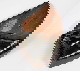 Sextant in Fitted Box, 19th Century, David Stalker Watch, Clock, Nautical Instrument Maker Label: Sextant in Fitted Box, 19th Century, original paper label on interior: David Stalker Watch, Clock, Nautical Instrument Maker. 13 in. x 12 in.