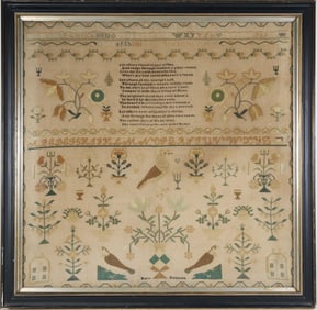 Large School Girl Sampler, Worked by Mary Dowson, early 19th Century