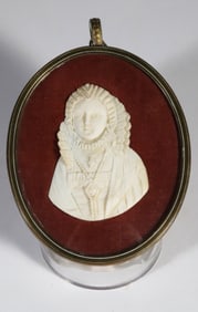 Antique Miniature Carved Portrait of an Elizabethan Woman