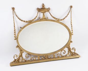 Sheraton Gilt Over Mantel Mirror, 19th Century
