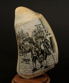 Fine Contemporary Scrimshaw Whale's Tooth, mid 20th Century