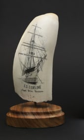 Fine John Lee Contemporary Scrimshaw Whale's Tooth, mid 20th Century