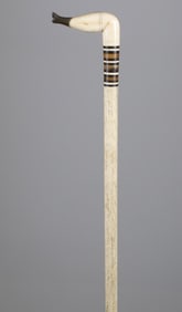Whaler Made Lady's Naughty Leg Cane, circa 1870
