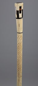 Whaler Made Reeded Grip Walking Stick, circa 1860