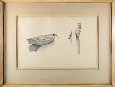 Doris and Richard Beer “Dory in the Calm” Nantucket Watercolor