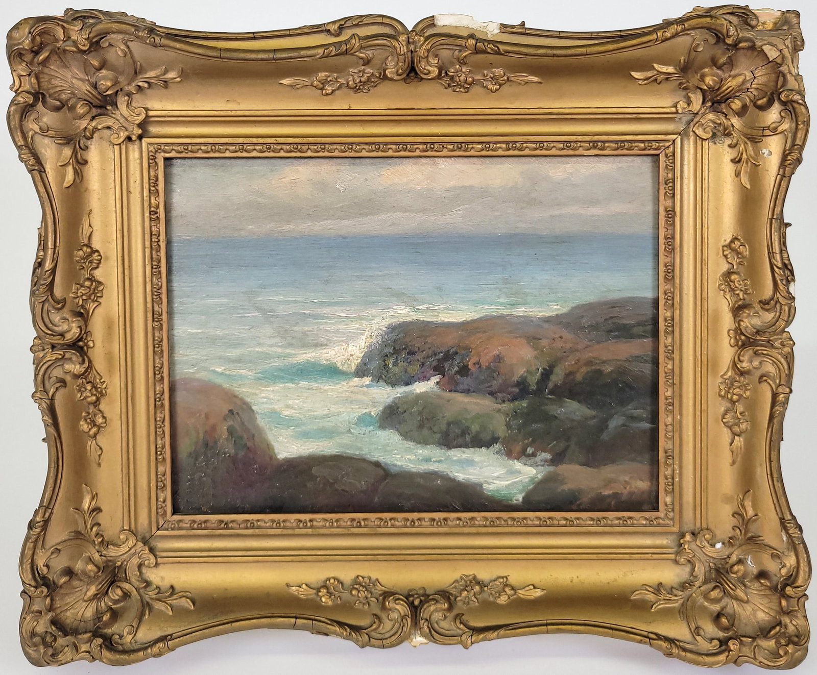 Walter G. Cleveland “Low Tide Near Gloucester Mass.” Impressionist Painting (1 of 4)