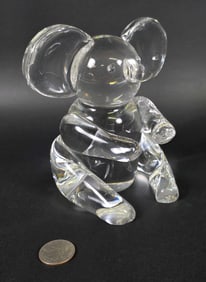  Signed Steuben Clear Crystal Figural Koala Bear Sculpture