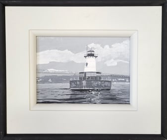John Austin Tempera on Board "Borden Flats Lighthouse"